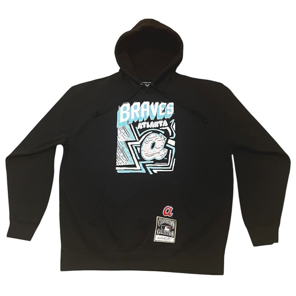 Atlanta Braves  Mitchell & Ness Men's Pullover Hoodie, XL, Black New Without Tag